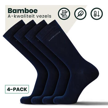 BAMBOOSA JASON Bamboe Sokken Marine Blauw 4 pack