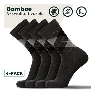 BAMBOOSA STEVE Sokken Antraciet/Print 4 pack