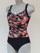 Lentiggini Floral rood/zwart badpak