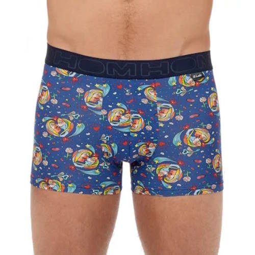 HOM Big Bisous blauw/print modal boxershort