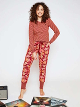 Charlie Choe Flower Power rood/print pyjamabroek